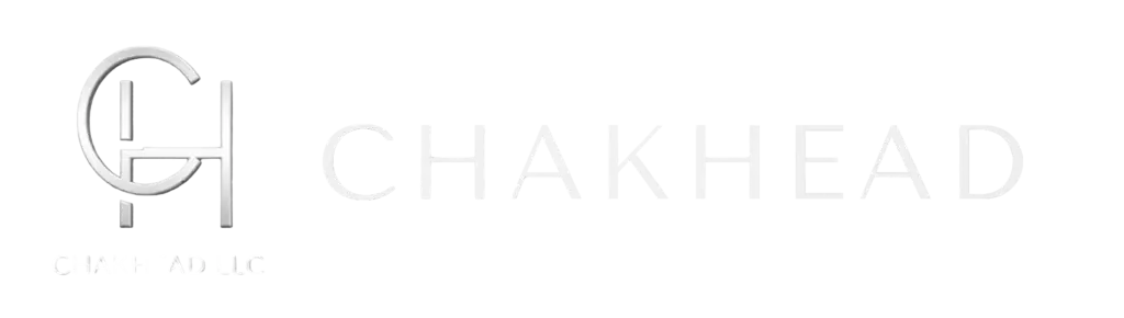 Brand logo for CHAKHEAD LLC featuring a silver monogram 'GH' on the left and 'CHAKHEAD' in uppercase letters on a black background.