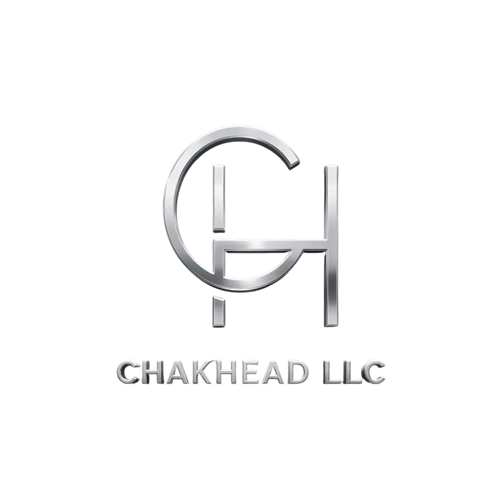Chrome GH monogram logo above 'CHAKHEAD LLC' on a black background (branding image).